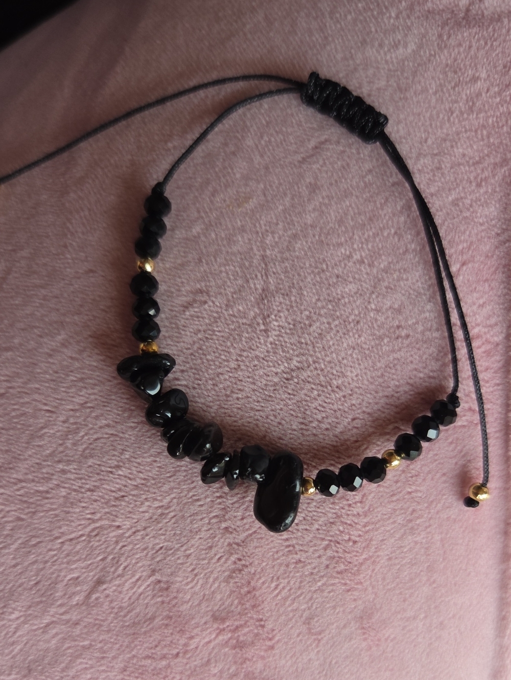 Black Obsidian  Adjustable Gemstone Bracelet